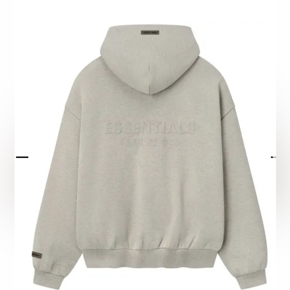 Brand New Fear of God Essentials Embossed Men's Grey Hoodie - zipper